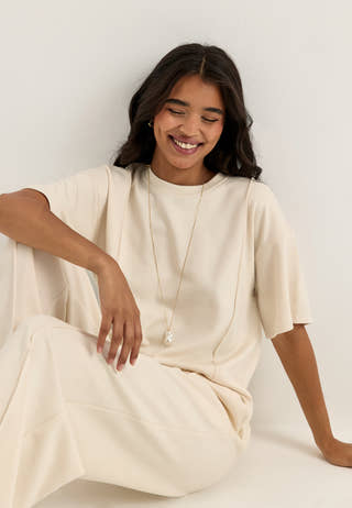 Vitelana O-neck 2/4 SWEAT T SH Beige