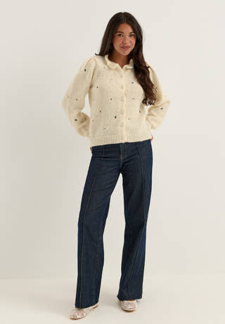 Viflora L/S O-NECK EMB KNIT CA Floral