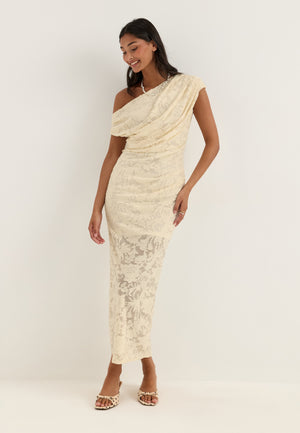 Asymmetric Jacquard Stretch Ankle Dress