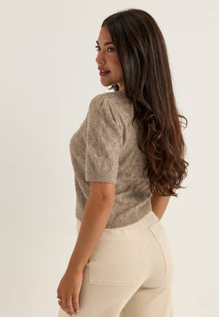 Vmdoffy Stitch 2/4 O-NECK PULLOVER Beige