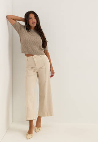Vmdoffy Stitch 2/4 O-NECK PULLOVER Beige