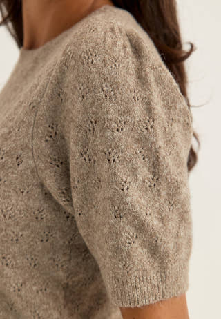 Vmdoffy Stitch 2/4 O-NECK PULLOVER Beige