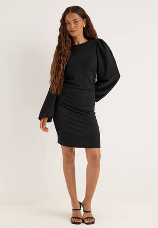 Puff Sleeve Sparkling Dress Black