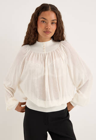 Button Knitted Top White