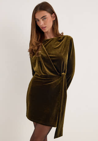Velvet Short Dress Green