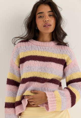 Pcdorthea Ls Chunky Knit Striped
