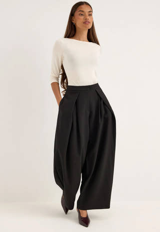 Onlyasmine Mw Pleat Barrel Pan Black