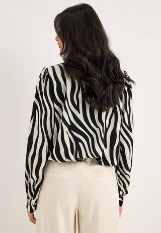 Balloon Hem Satin blouse Patterned