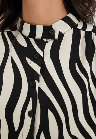 Balloon Hem Satin blouse Patterned