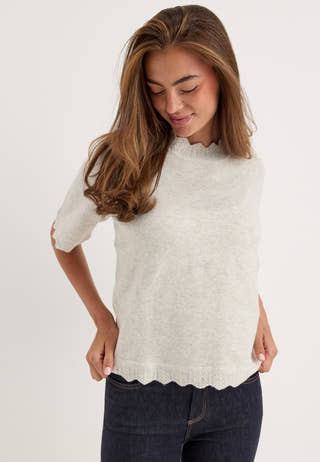 Vinikolina O-neck 2/4 KNIT TOP White