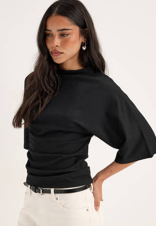 Funnel Neck Top Black