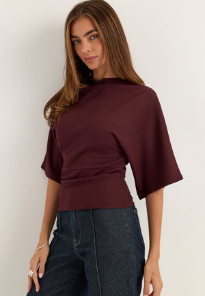 Funnel Neck Top Red