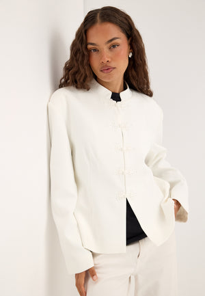Agraffe Short Blazer White
