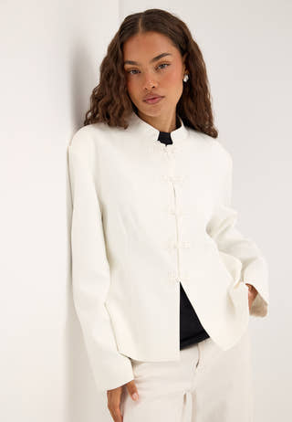 Agraffe Short Blazer White