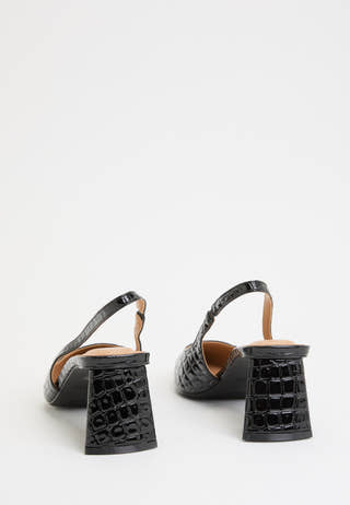 Biamaralyn Slingback Croco Patent Black