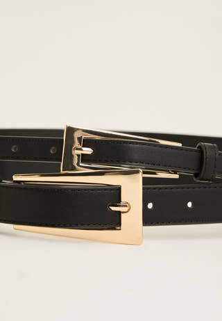 Double Buckle Waist Belt Gold