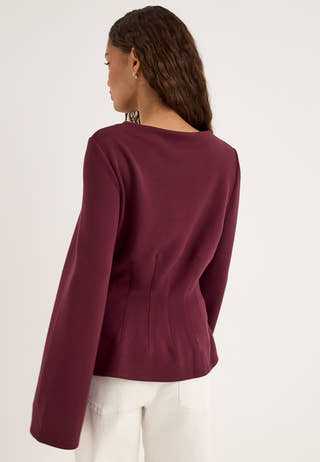 Peplum Long Sleeve top Red