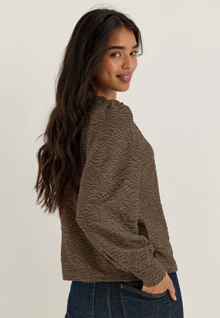 Vifina L/S O-NECK TOP Brown