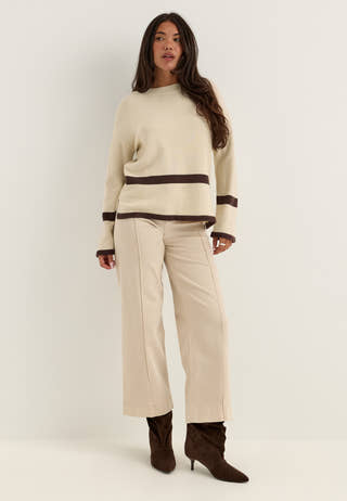 Viril O-neck Oversize L/S KNIT TOP Beige