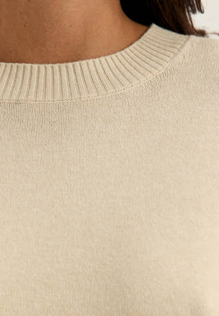 Viril O-neck Oversize L/S KNIT TOP Beige