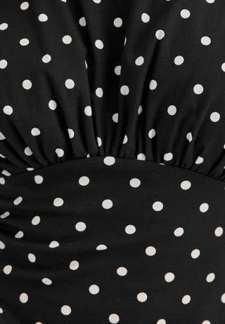 V-shaped Rushed Midi Dress Dotted