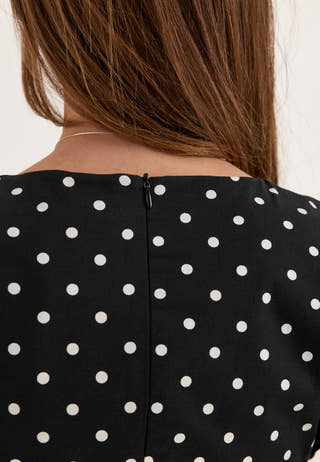 V-shaped Rushed Midi Dress Dotted