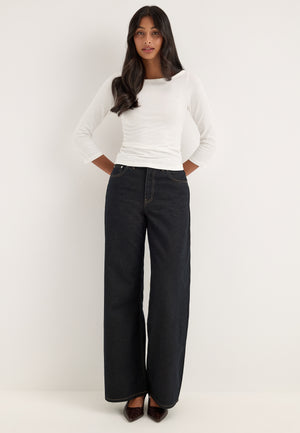 Pcphoebe 3/4 BOATNECK TOP JRS White