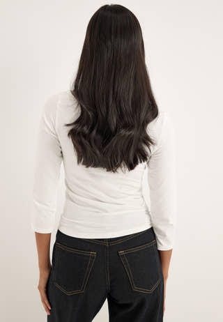 Pcphoebe 3/4 BOATNECK TOP JRS White