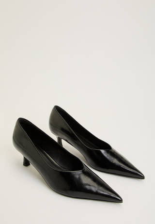 High Shine Buckle Slingback Black
