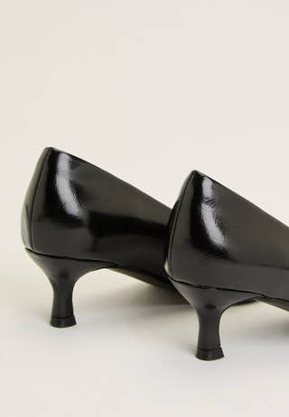 High Shine Buckle Slingback Black