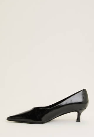 High Shine Buckle Slingback Black