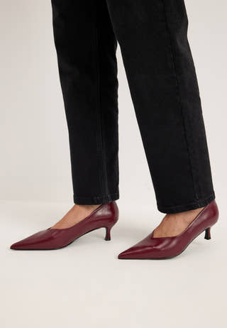 High Shine Buckle Slingback Red