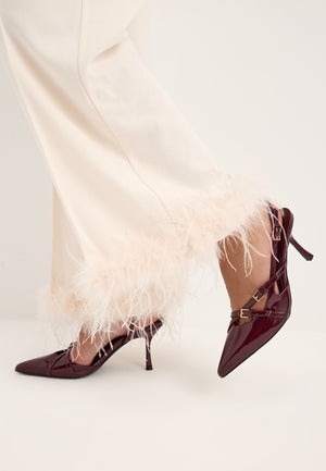 Pointy Kitten Heel Pumps Red