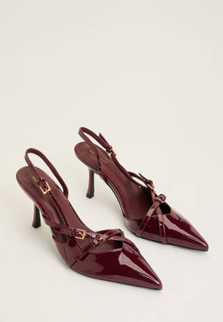 Pointy Kitten Heel Pumps Red