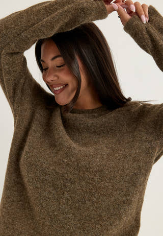 Slwlulu New Ls Knit O-neck Brown