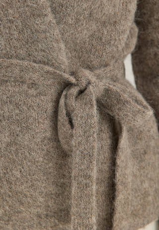 Slfgabriella Ls Knit Belt Cardigan Beige