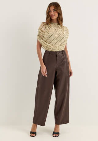 Onlneli Mw Faux Lea Barrel Pant Brown
