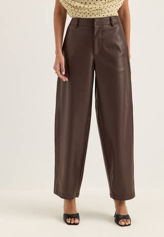 Onlneli Mw Faux Lea Barrel Pant Brown