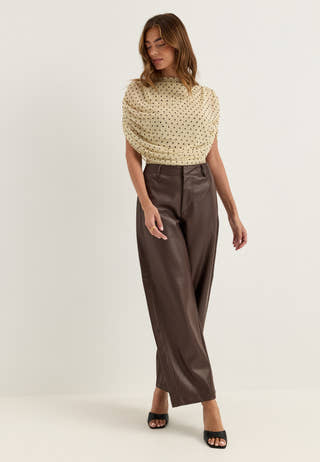 Onlneli Mw Faux Lea Barrel Pant Brown