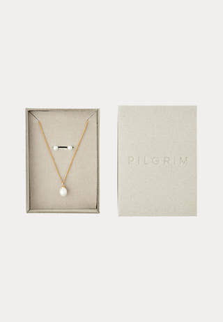 Evena Gift Set, Necklace & Earstuds, gold-plated Gold