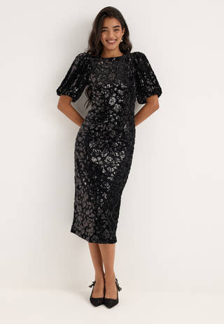 Yassofie 2/4 SEQUIN MIDI DRESS Black