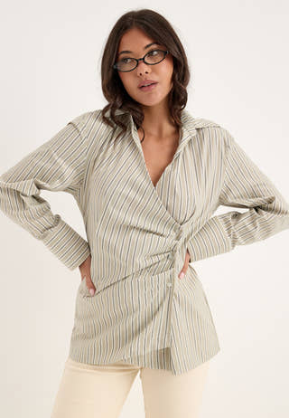 Yasalisa Ls Long Wrap Shirt Green