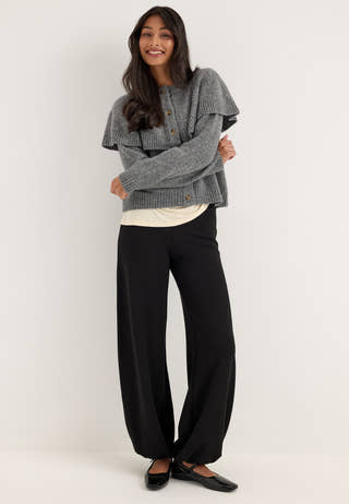 Vmlilli Ls O-neck Cape Cardigan Grey