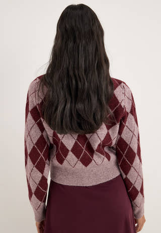 Vmhalo Ls O-neck Argyle Cardigan Purple