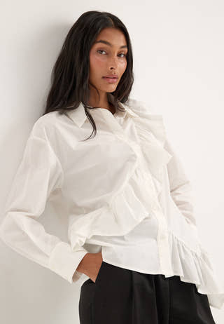 Vmritta Flounce Ls Shirt White