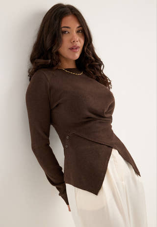 Vmsiena Ls Boatneck Wrap Pullover Brown