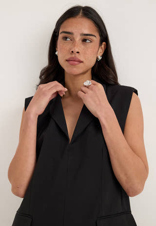 Objlisa S/L RE SHORT LACE DRESS Black