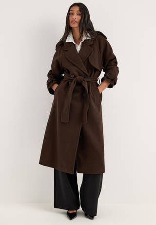 Onldear-trillion Long Belt Coat Brown
