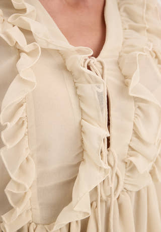 Onlseitre L/S FRILL TOP CC WVN White