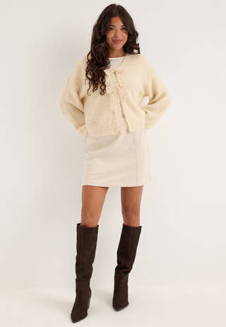 Onlnellie Ls V-neck Cardigan Beige
